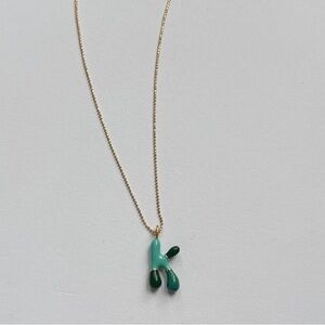 Elegant 14k filled Green K Pendant Necklace